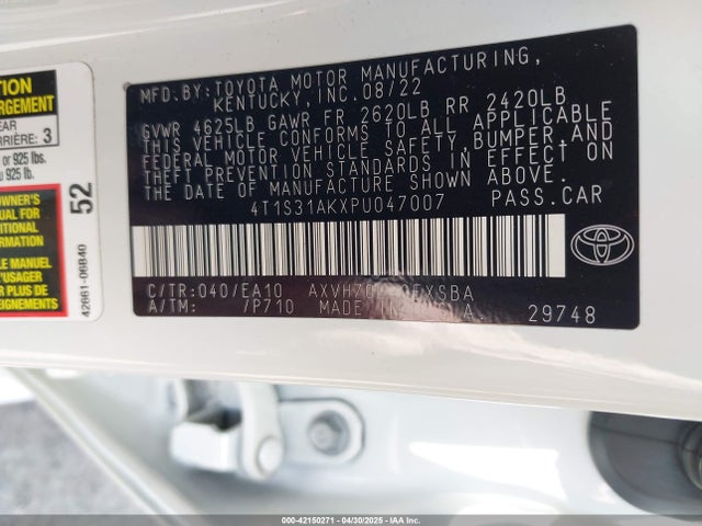4T1S31AKXPU047007 Toyota Camry Se Hybrid