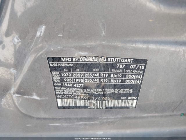 2015 MERCEDES-BENZ GLA 250 WDCTG4EB9FJ174706 Photo 8