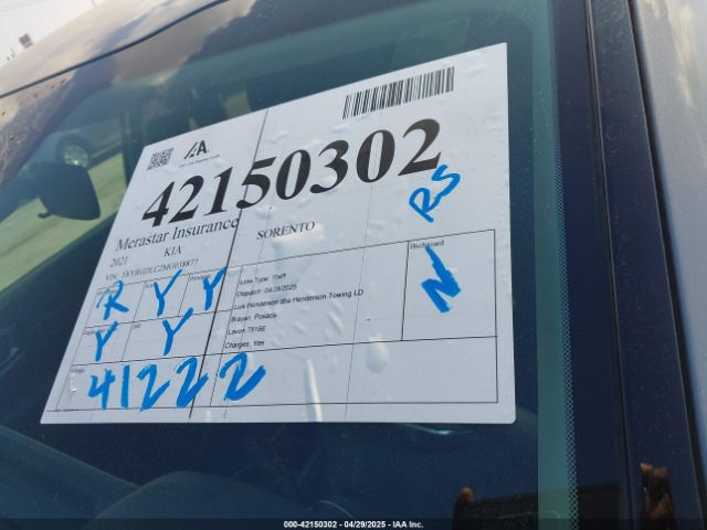 5XYRGDLC2MG038877 KIA SORENTO LX