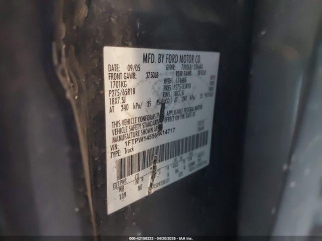 2006 FORD F-150 1FTPW14556FA14717 Photo 8