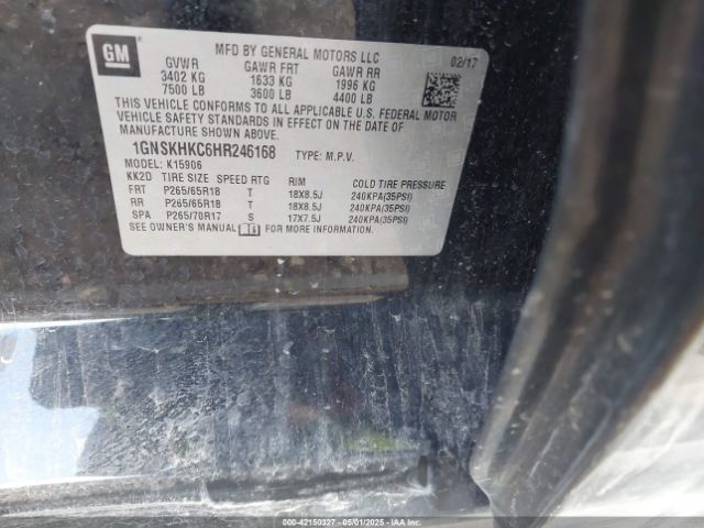 1GNSKHKC6HR246168 Chevrolet Suburban Lt