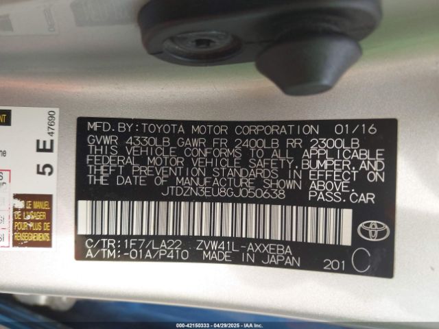 JTDZN3EU8GJ050638 Toyota Prius V Five