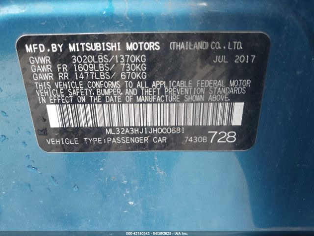 2018 MITSUBISHI MIRAGE ML32A3HJ1JH000681 Photo 8