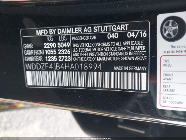 WDDZF4JB4HA018994 Mercedes-Benz m274
