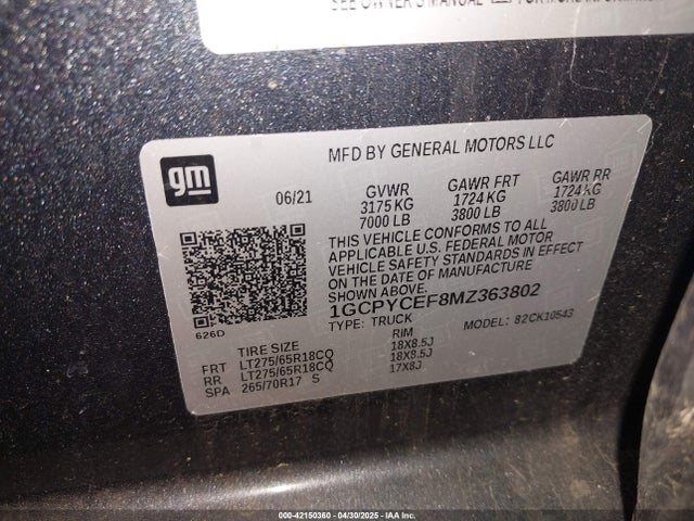 Chevrolet l82 2021 1GCPYCEF8MZ363802 Image 9