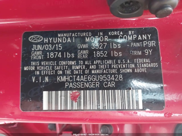 Hyundai ACCENT SE 2016 KMHCT4AE6GU953428 Image 9