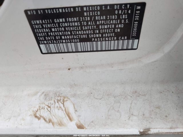 3VW2K7AJ2FM351000 Volkswagen Jetta 2.0l S