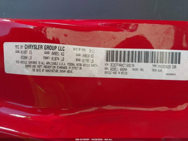 2012 FIAT 500 3C3CFFARXCT103174 Photo 8