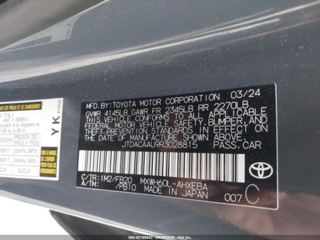 JTDACAAU9R3028815 Toyota Prius Le
