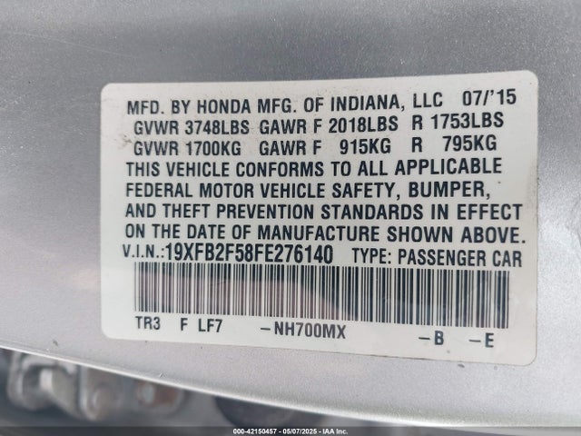 19XFB2F58FE276140 Honda Civic Lx