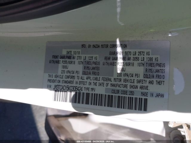 JM3TCACY5K0306424 Mazda Cx-9 Touring