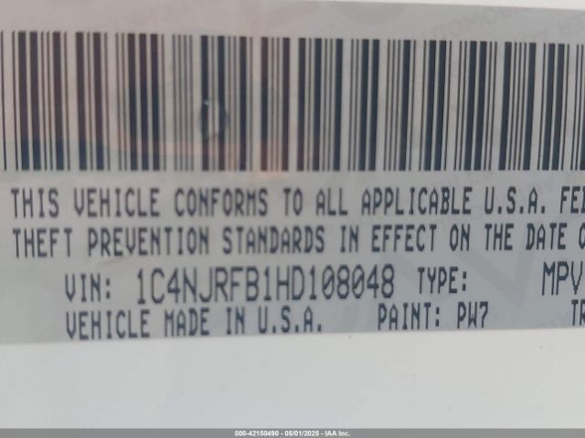 1C4NJRFB1HD108048 Jeep Patriot High Altitude 4x4