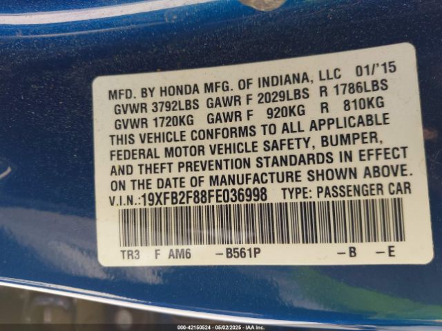 19XFB2F88FE036998 Honda CIVIC EX