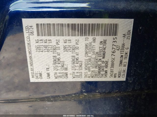 5N1BT3BB4SC767735 Nissan Rogue Sv Intelligent Awd