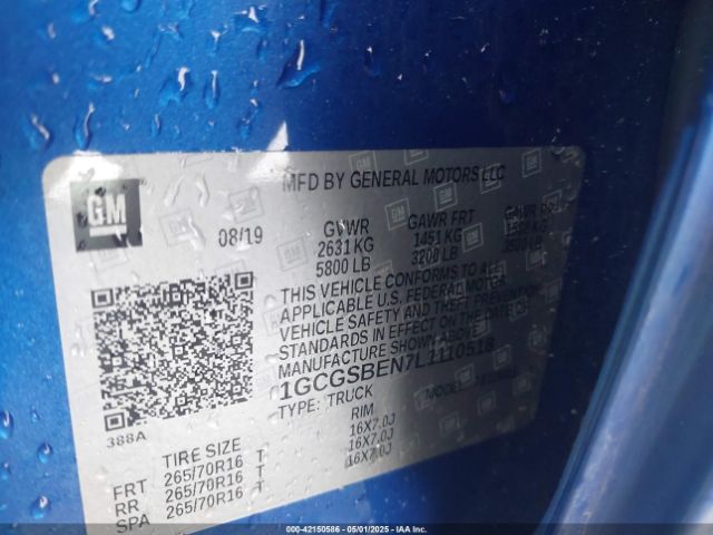 1GCGSBEN7L1110518 Chevrolet Colorado 2wd  Short Box Wt