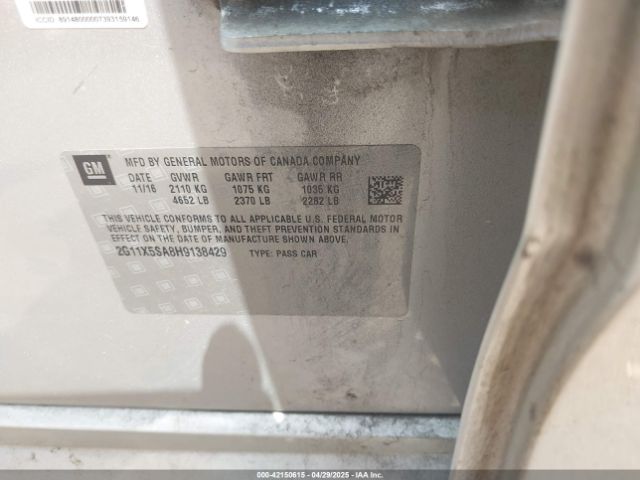 2G11X5SA8H9138429 Chevrolet Impala 1fl