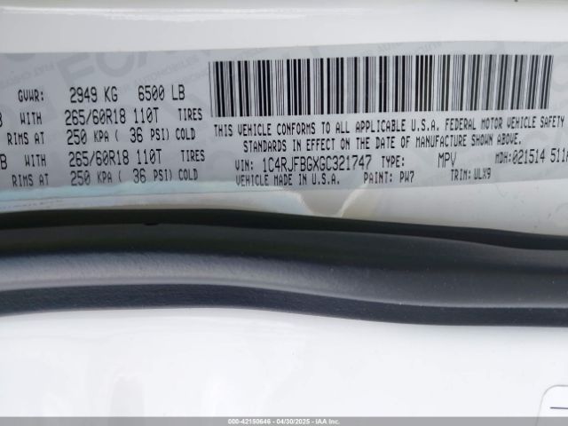 2016 JEEP GRAND CHEROKEE 1C4RJFBGXGC321747 Photo 8