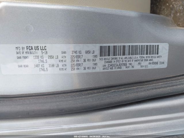 2C4RDGCG4JR297858 Dodge Grand Caravan Sxt