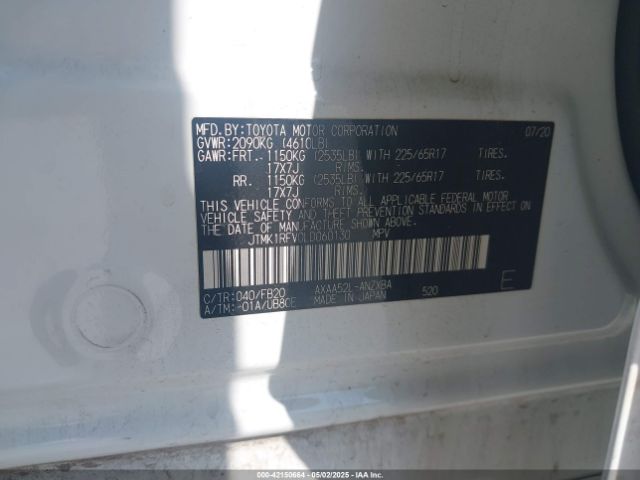 JTMK1RFV0LD060130 Toyota RAV4 LE