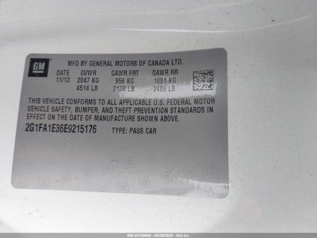 2G1FA1E36E9215176 Chevrolet Camaro 2ls