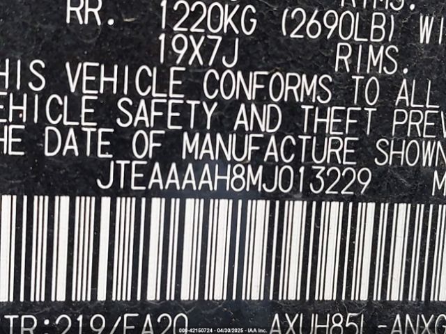 2021 TOYOTA VENZA JTEAAAAH8MJ013229 Photo 8