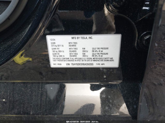 2025 TESLA MODEL Y 7SAYGDED9SA356355 Photo 8