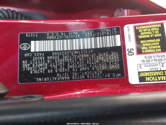 4T1C31AK7LU523566 Toyota a25a-fxs, 3nm (li)