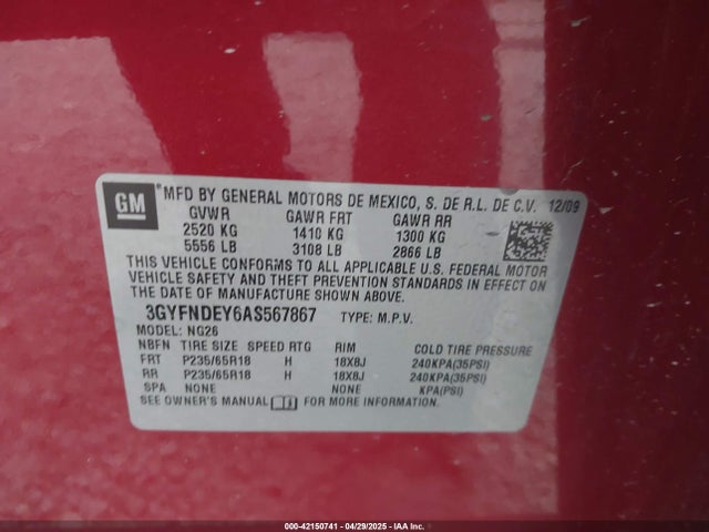 2010 CADILLAC SRX 3GYFNDEY6AS567867 Photo 8