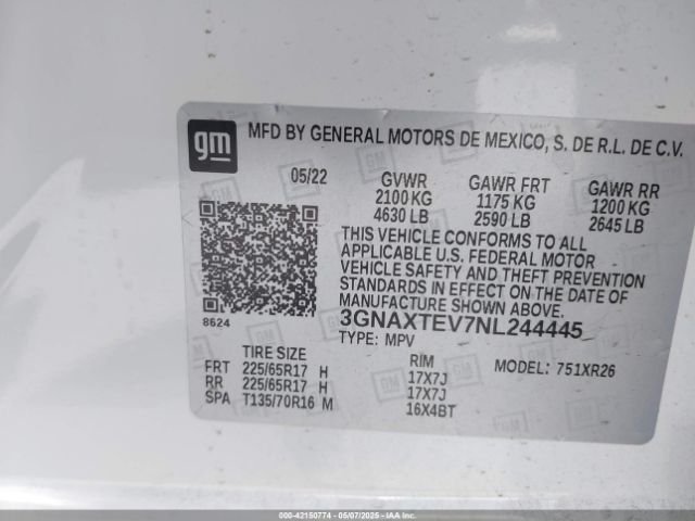 3GNAXTEV7NL244445 Chevrolet Equinox Awd 2fl