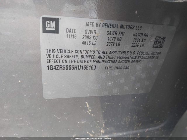 1G4ZR5SS6HU165169 Buick Lacrosse Premium