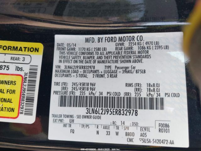 3LN6L2J95ER832978 Lincoln MKZ