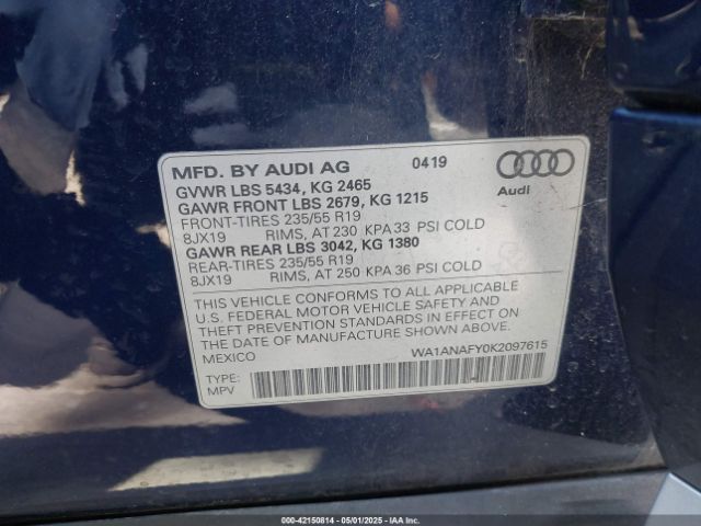 WA1ANAFY0K2097615 Audi Q5 45 Premium