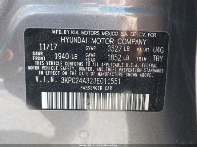 3KPC24A32JE011551 Hyundai Accent Sel