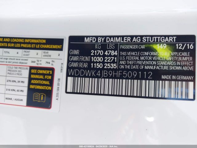 WDDWK4JB9HF509112 Mercedes-Benz C 300