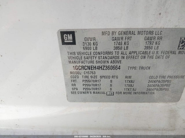 1GCRCNEH4HZ360664 Chevrolet Silverado 1500 Ls