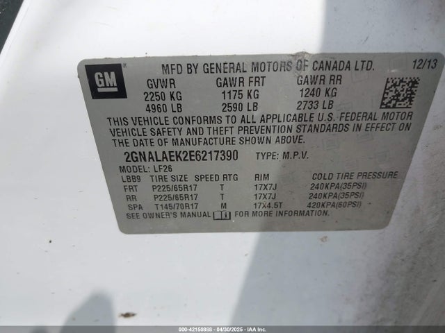 Chevrolet EQUINOX LS 2014 2GNALAEK2E6217390 Image 9