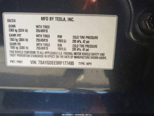 7SAYGDEE9RF177495 Tesla Model Y Long Range Dual Motor All-wheel Drive