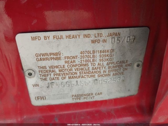 2005 SAAB 9-2X JF4GG61665G052532 Photo 8