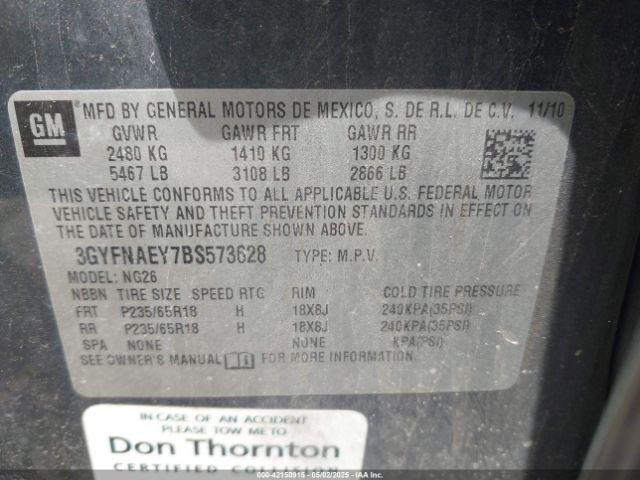 2011 CADILLAC SRX 3GYFNAEY7BS573628 Photo 8