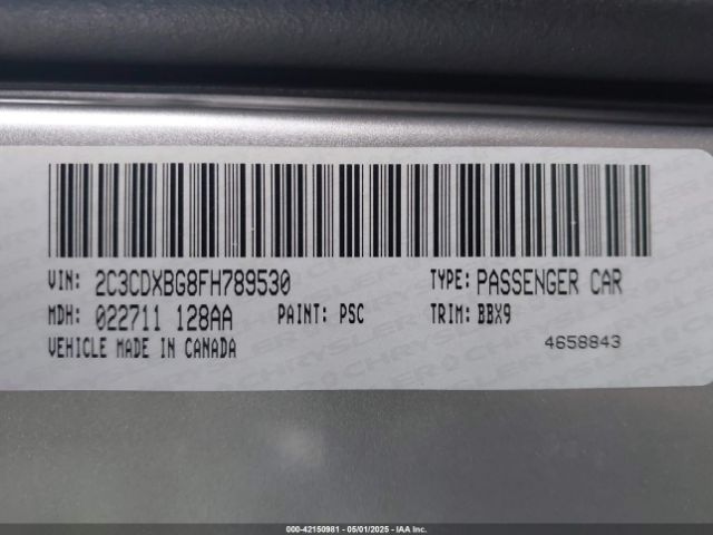 2C3CDXBG8FH789530 Dodge Charger Se