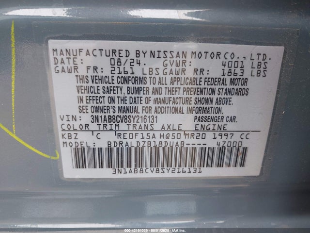 3N1AB8CV8SY216131 Nissan 2025
