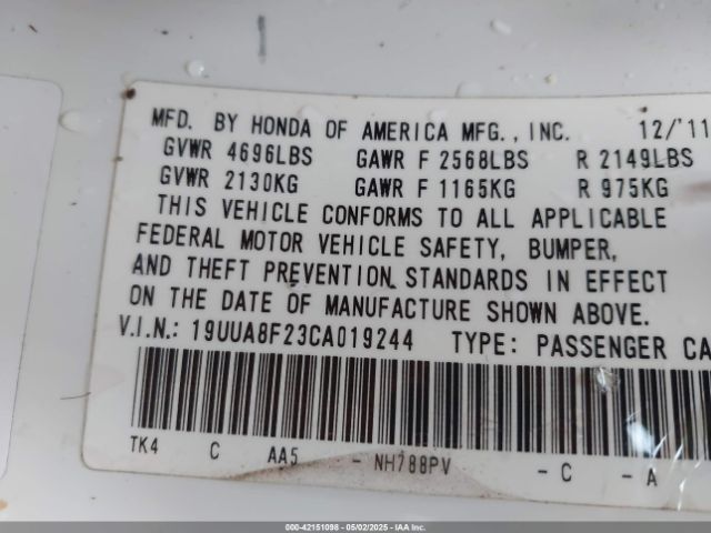 2012 ACURA TL 19UUA8F23CA019244 Photo 8