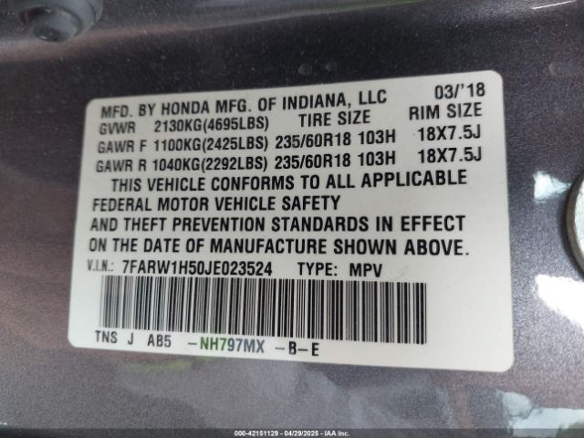 7FARW1H50JE023524 Honda CR-V EX