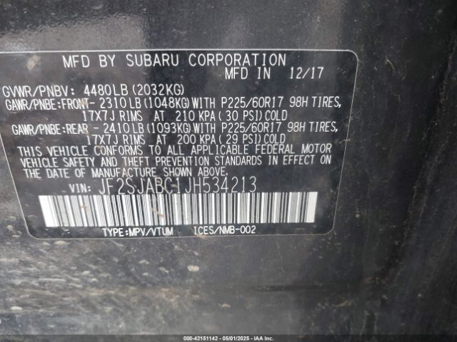 JF2SJABC1JH534213 Subaru Forester 2.5i