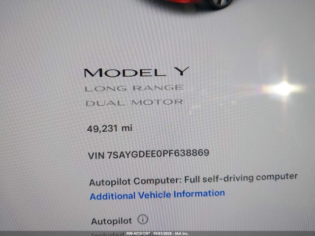 7SAYGDEE0PF638869 Tesla Model Y