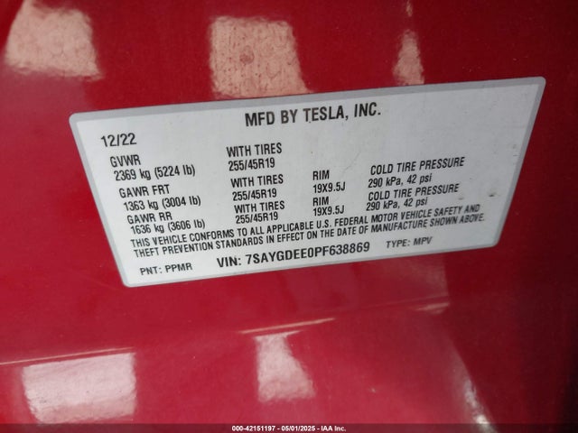 2023 TESLA MODEL Y 7SAYGDEE0PF638869 Photo 8
