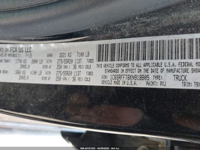1C6SRFFT6KN918805 RAM 1500 Big Horn/lone Star  4x4 5'7 Box