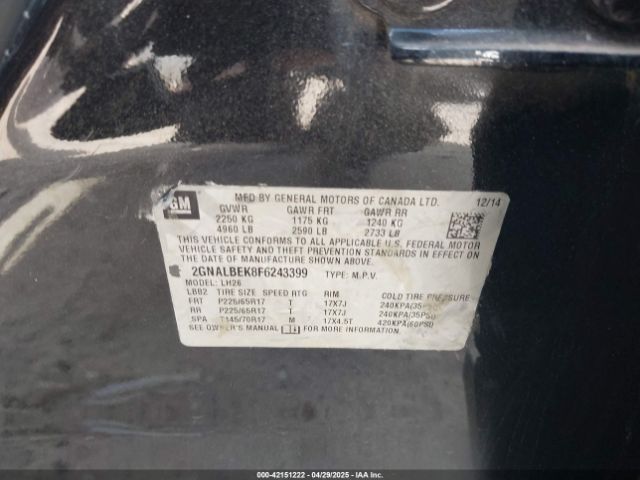 2GNALBEK8F6243399 Chevrolet EQUINOX 1LT
