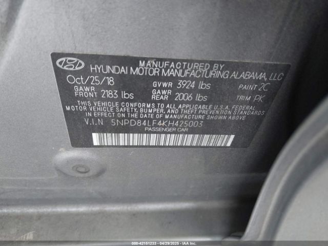 5NPD84LF4KH425003 Hyundai Elantra Value Edition