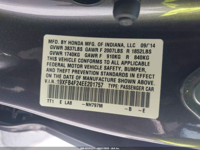 19XFB4F24EE201757 Honda CIVIC HYBRID